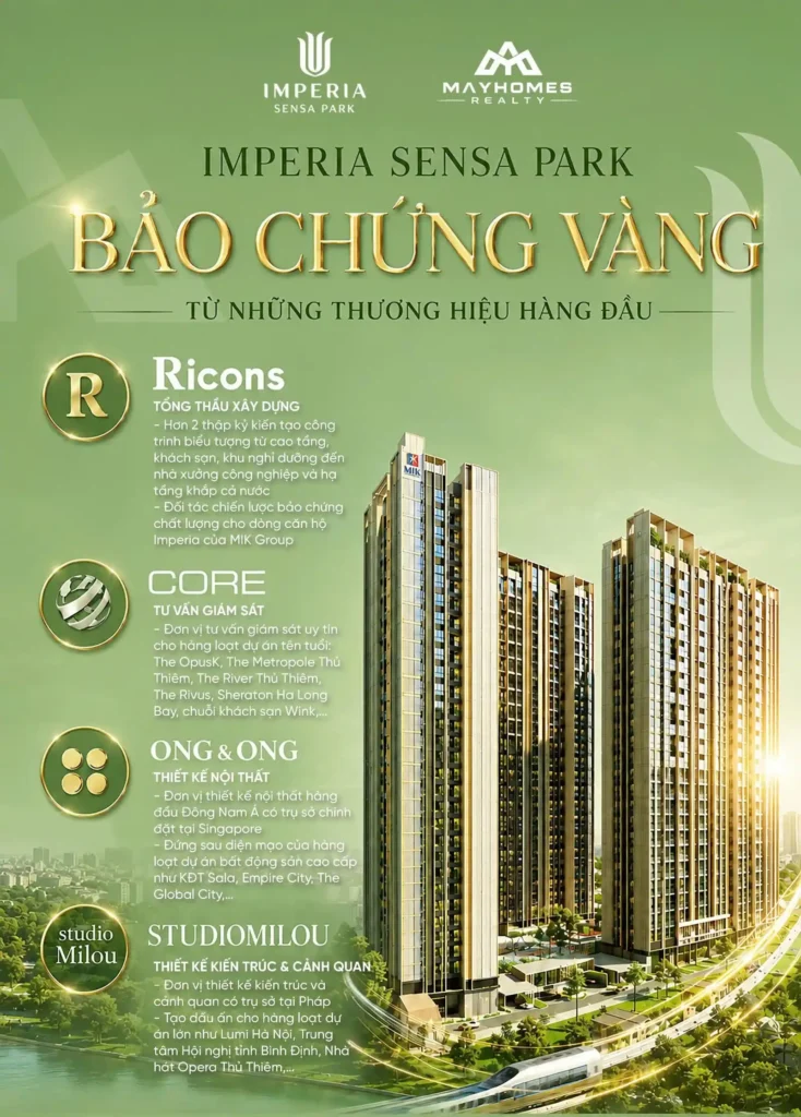 Các đối tác phát triển Imperia Sensa Park gồm Ricons, studioMilou, ONG&ONG và CORE