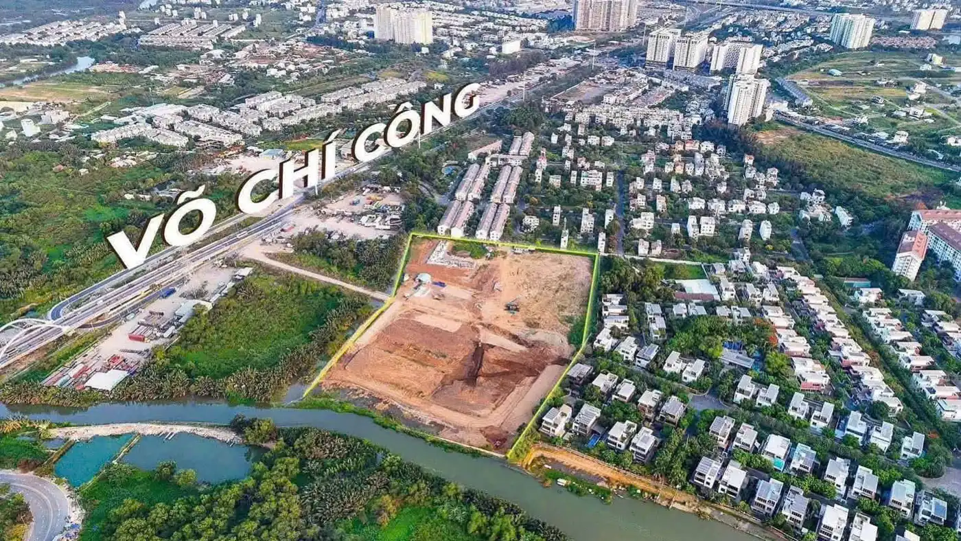 Khu đất Imperia Sensa Park nhìn từ trên cao bên trục Võ Chí Công, cùng tuyến đường với Gladia Heights